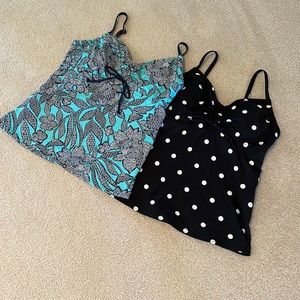 Lot of 2 Lands End women’s underwire tankini swim tops, size 6. EUC